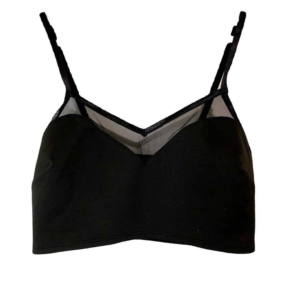 Topshop Women's Mesh Sheer Plunge Bralette Crop Top Black Size 4 FLAW